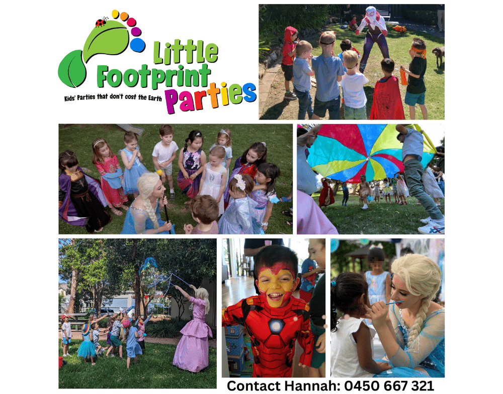 Little footprint parties images of entertainer and children