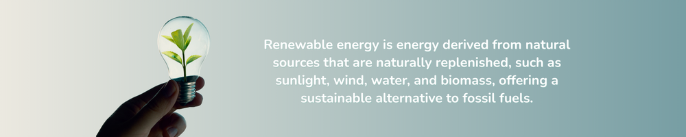 Renewable Energy explained with leaf in a lightbulb image