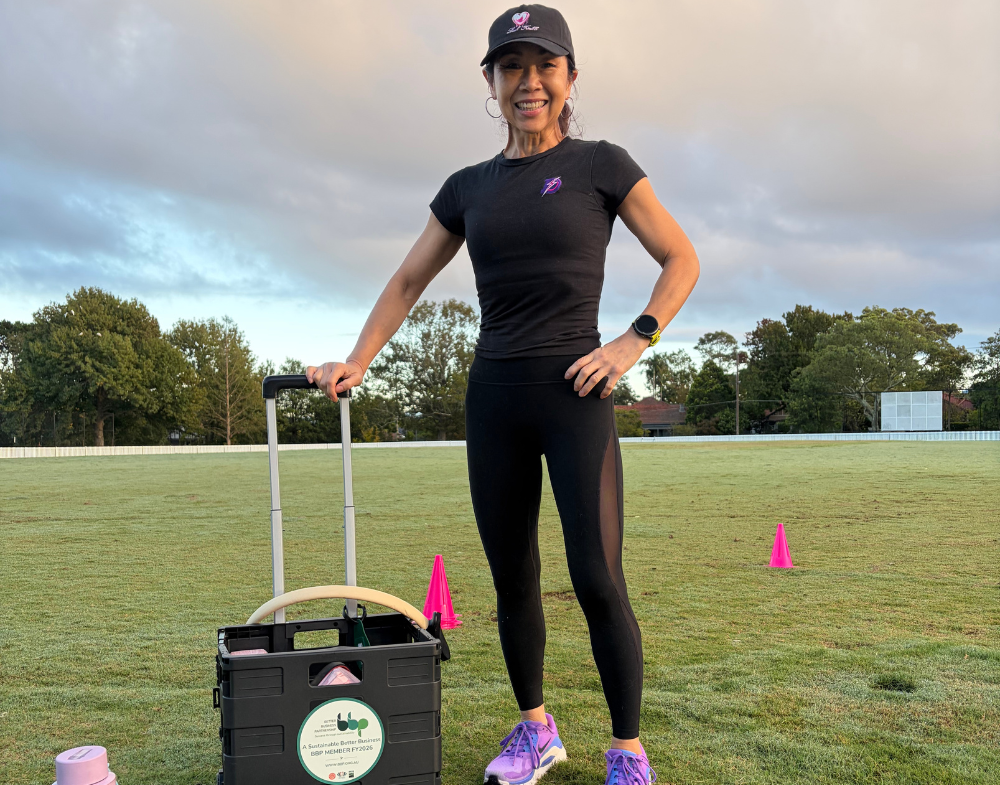 Diane from D-Bolt Fitness on a field